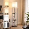 Stehlampe Mit Ablagen, Moderne Dimmbare Standlampe Mit Stoffschirm, Einstellbarer Farbtemperatur, Schwarz