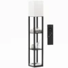 Stehlampe Mit Ablagen, Moderne Dimmbare Standlampe Mit Stoffschirm, Einstellbarer Farbtemperatur, Schwarz