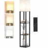 Stehlampe Mit Ablagen, Moderne Dimmbare Standlampe Mit Stoffschirm, Einstellbarer Farbtemperatur, Schwarz