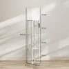 Stehlampe Mit Ablagen, Moderne Dimmbare Standlampe Mit Stoffschirm, Einstellbarer Farbtemperatur, Weiß