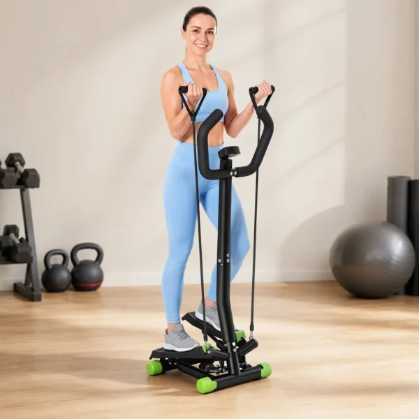 Stepper Sidestepper Met Handvat Trainingsbanden Hydraulische Weerstand Thuis Trainer LCD Display Antislip Pedalen Voor Thuis Kantoor