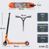 Stuntstep Voor Volwassenen & Tieners, Trickstep Met 100 Mm PU wielen, 360° Stalen Y stuur, Aluminium Deck, ABEC 7, Oranje
