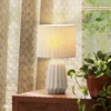 Tafellamp, Bureaulamp, Nachtlampje Met Linnen Kap, Wipschakelaar, Bureaulamp, 22 X 22 X 39 Cm, Beige
