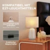 Tafellamp, Bureaulamp, Nachtlampje Met Linnen Kap, Wipschakelaar, Bureaulamp, 22 X 22 X 39 Cm, Beige