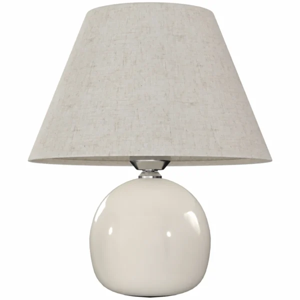 Tafellamp, Vintage Nachtkastje Lamp Bureaulamp Met Keramische Voet, Linnen Kap E27 Fitting