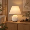 Tafellamp, Vintage Nachtkastje Lamp Bureaulamp Met Keramische Voet, Linnen Kap E27 Fitting