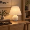 Tafellamp, Vintage Nachtkastje Lamp Bureaulamp Met Keramische Voet, Linnen Kap E27 Fitting