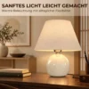 Tafellamp, Vintage Nachtkastje Lamp Bureaulamp Met Keramische Voet, Linnen Kap E27 Fitting