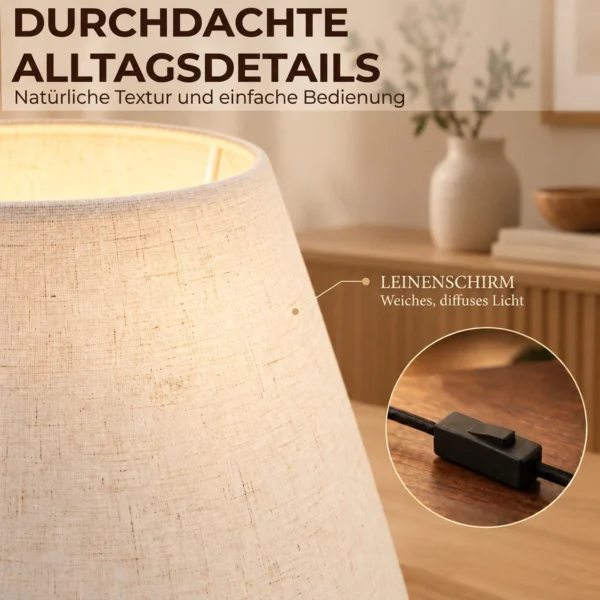 Tafellamp, Vintage Nachtkastje Lamp Bureaulamp Met Keramische Voet, Linnen Kap E27 Fitting