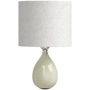 Tafellamp, Vintage Nachtkastlamp Bureaulamp Met Keramische Voet, Linnenkap Kabel, E27 Fitting
