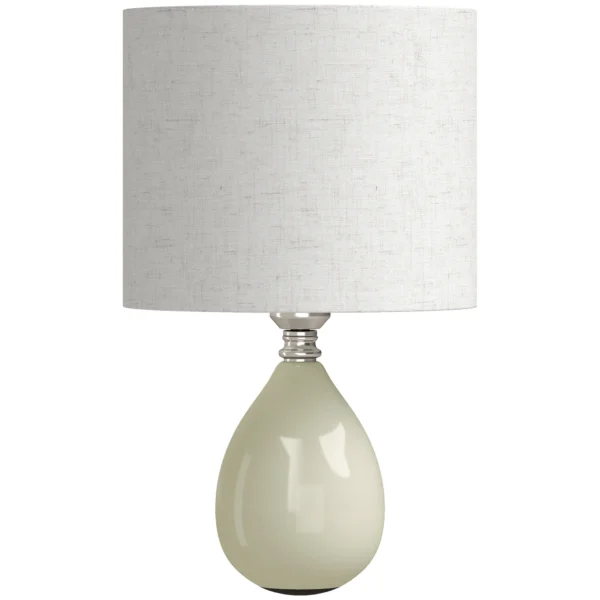 Tafellamp, Vintage Nachtkastlamp Bureaulamp Met Keramische Voet, Linnenkap Kabel, E27 Fitting