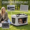 Transporttas Voor Huisdieren, Zachte Hondendraagtas Met Veiligheidslijn, Kussen En Kom, Lichtgrijs