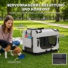 Transporttas Voor Huisdieren, Zachte Hondendraagtas Met Veiligheidslijn, Kussen En Kom, Lichtgrijs
