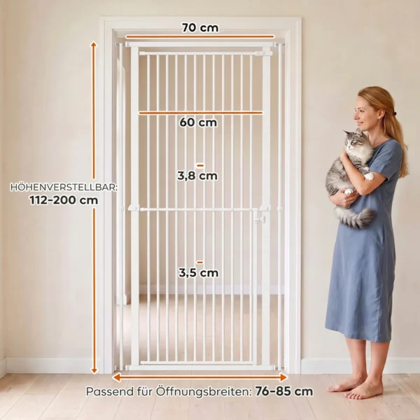 Treppenschutzgitter Extra Hoch 112 200 Cm Absperrgitter Hund Schutzgitter 76 85 Cm Breite Ohne Bohren Doppelverriegelung