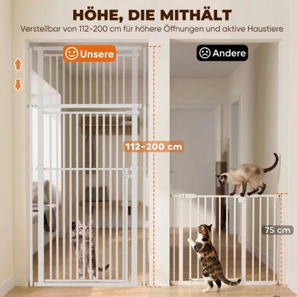 Treppenschutzgitter Extra Hoch 112 200 Cm Absperrgitter Hund Schutzgitter 76 85 Cm Breite Ohne Bohren Doppelverriegelung