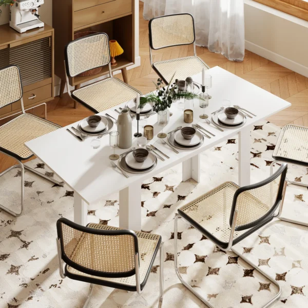 Uitschuifbare Eettafel, 140/180 X 80 Cm Keukentafel Voor 6 8 Personen, Voor Keuken, Eetkamer, Wit