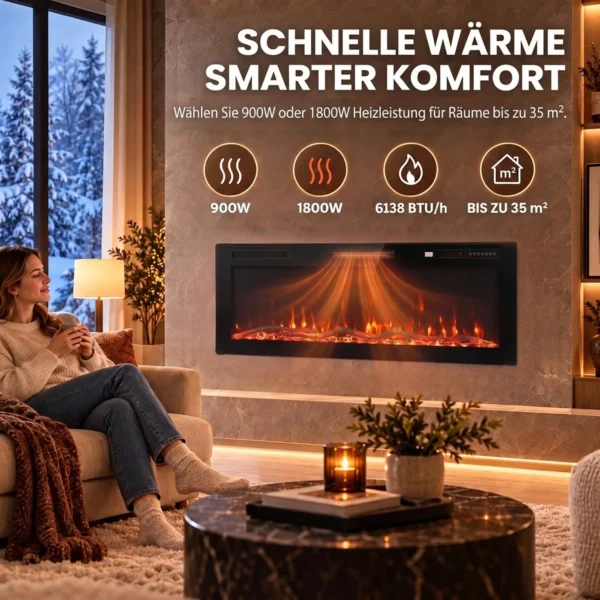 Ultradunne Elektrokamin Voor Inbouw In De Muur En Wandmontage Elektrische Kamin Met Afstandsbediening 127cm