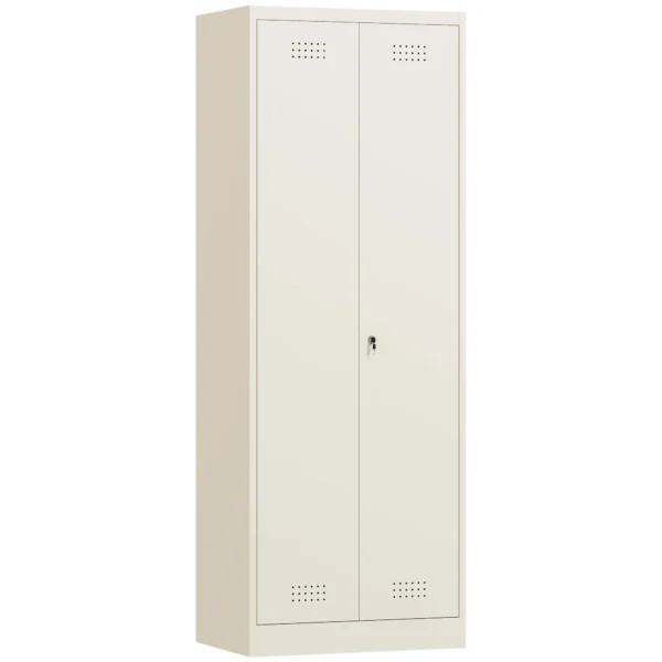 Veegkast Multifunctionele Kast Van Staal Voorraadkast Met Stofzuigercompartiment & Verstelbare Legplanken 60 X 40 X 165 Cm