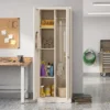 Veegkast Multifunctionele Kast Van Staal Voorraadkast Met Stofzuigercompartiment & Verstelbare Legplanken 60 X 40 X 165 Cm
