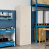 Veegkast Multifunctionele Kast Van Staal Voorraadkast Met Stofzuigercompartiment & Verstelbare Legplanken 60 X 40 X 165 Cm