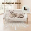 Verhoogd Kattenbed Met Houten Frame, Afneembare Hoes, Katoenen Vulling, Antislipvoeten, Geschikt Voor Katten Tot 8 Kg, Wit