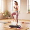 Verstelbaar Stepbord Fitness Aerobic Stepper Met 2 Niveaus (11/16 Cm) 2 Weerstandsbanden, Anti Slip Mat Roze