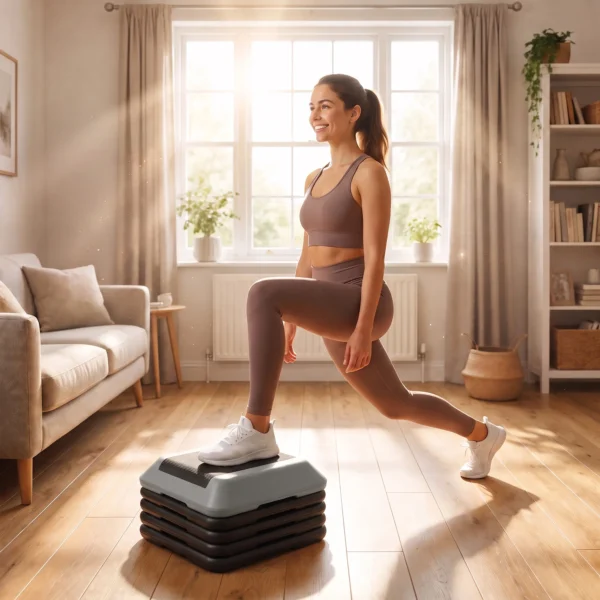 Verstelbaar Stepbord Fitness Aerobic Stepper Met 5 Niveaus 10 30 Cm, Anti slip Mat, Slipvast Compacte Stepbank Tot 150 Kg Voor Thuis Fitnessstudio Kantoor Grijs