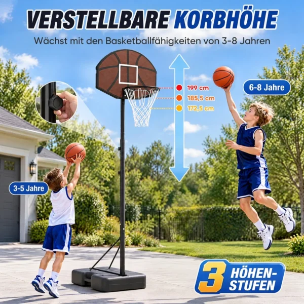 Verstelbare Basketbalring Voor Kinderen 172,5 199 Cm Met 67 X 45 Cm Achterwand En Driepoot Ondersteuning