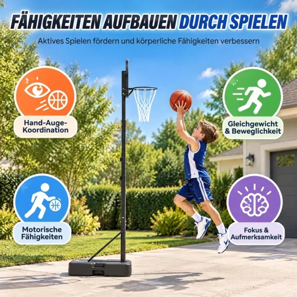 Verstelbare Basketbalring Voor Kinderen 172,5 199 Cm Met 67 X 45 Cm Achterwand En Driepoot Ondersteuning