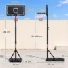 Verstelbare Basketbalring Voor Kinderen 179 209 Cm Mobiele Basketbalstandaard Met Wielen 76 X 45 Cm Achterwand Kan Worden Gevuld