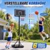 Verstelbare Basketbalring Voor Kinderen 179 209 Cm Mobiele Basketbalstandaard Met Wielen 76 X 45 Cm Achterwand Kan Worden Gevuld