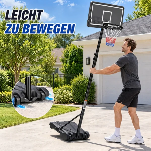 Verstelbare Basketbalring Voor Kinderen 179 209 Cm Mobiele Basketbalstandaard Met Wielen 76 X 45 Cm Achterwand Kan Worden Gevuld