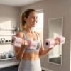 Verstelbare Dumbbell, 2 X 5kg Dumbbells Met Anti slip Handvat, Vierkante Korte Dumbbellset Van Staal Roze