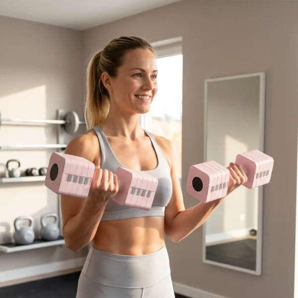 Verstelbare Dumbbell, 2 X 5kg Dumbbells Met Anti slip Handvat, Vierkante Korte Dumbbellset Van Staal Roze