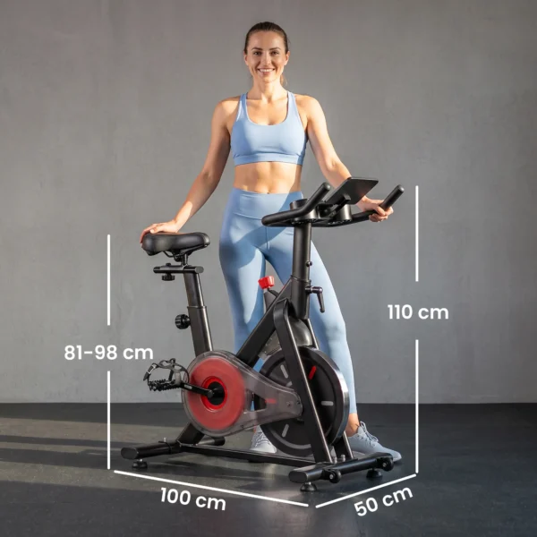 Verstelbare Hometrainer Fiets Met Magnetische Weerstand, APP, Verstelbare Zitplaats, LCD Monitor, Mobiele Telefoonhouder