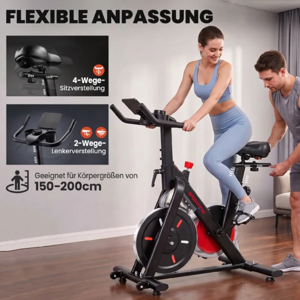 Verstelbare Hometrainer Fiets Met Magnetische Weerstand, APP, Verstelbare Zitplaats, LCD Monitor, Mobiele Telefoonhouder