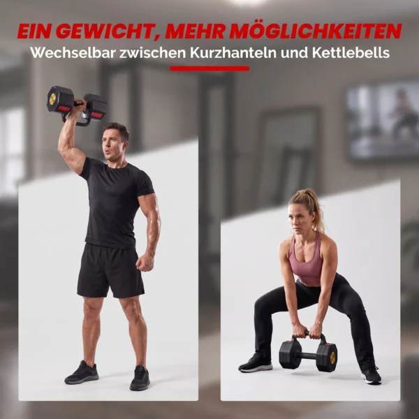 Verstellbare Hantel Set, 11,65 Kg 3 In 1 Hanteln Kettlebell Mit Rutschfest Griff, Platzsparend Für Zuhause Fitnessstudio