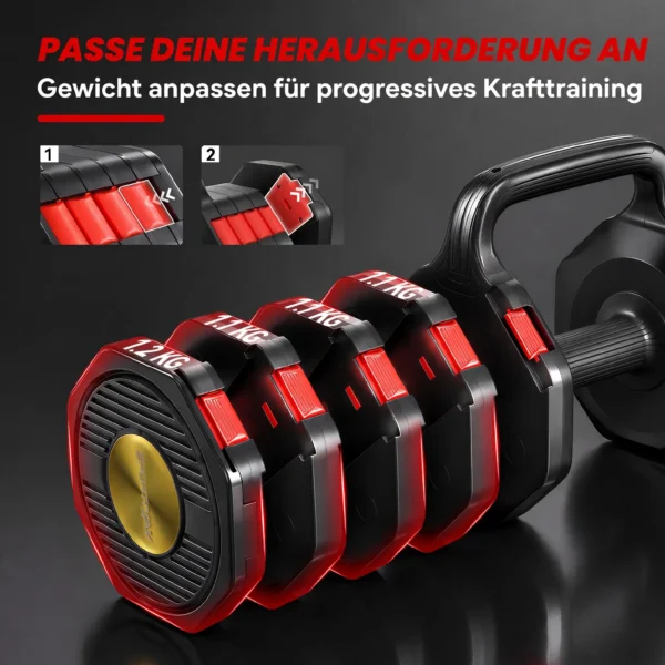 Verstellbare Hantel Set, 11,65 Kg 3 In 1 Hanteln Kettlebell Mit Rutschfest Griff, Platzsparend Für Zuhause Fitnessstudio