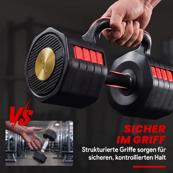 Verstellbare Hantel Set, 11,65 Kg 3 In 1 Hanteln Kettlebell Mit Rutschfest Griff, Platzsparend Für Zuhause Fitnessstudio