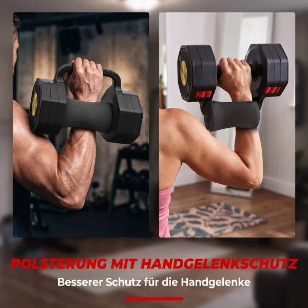 Verstellbare Hantel Set, 11,65 Kg 3 In 1 Hanteln Kettlebell Mit Rutschfest Griff, Platzsparend Für Zuhause Fitnessstudio