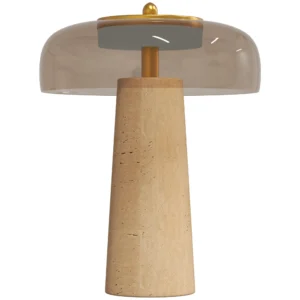 Vintage LED Tafellamp Slaapkamer Nachtkastje Lamp Glazen Kap Amberkleurig