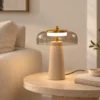 Vintage LED Tafellamp Slaapkamer Nachtkastje Lamp Glazen Kap Amberkleurig