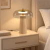 Vintage LED Tafellamp Slaapkamer Nachtkastje Lamp Glazen Kap Amberkleurig