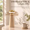 Vintage LED Tafellamp Slaapkamer Nachtkastje Lamp Glazen Kap Amberkleurig