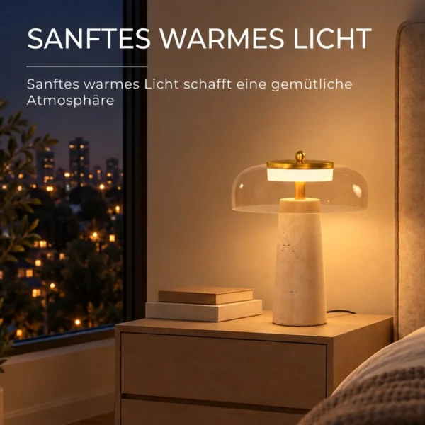 Vintage LED Tafellamp Slaapkamer Nachtkastje Lamp Glazen Kap Amberkleurig