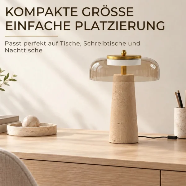 Vintage LED Tafellamp Slaapkamer Nachtkastje Lamp Glazen Kap Amberkleurig