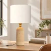 Vintage Tafellamp E27 Nachtlampje Met Stoffen Kap En Kabel, 48 Cm Beige