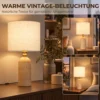 Vintage Tafellamp E27 Nachtlampje Met Stoffen Kap En Kabel, 48 Cm Beige