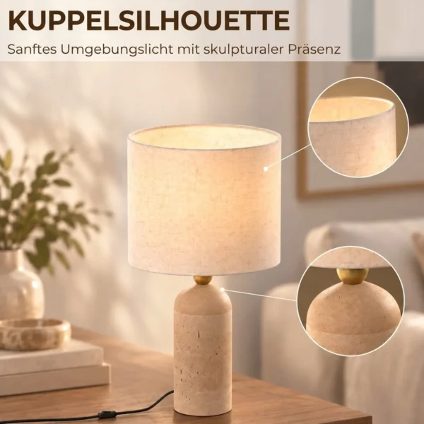 Vintage Tafellamp E27 Nachtlampje Met Stoffen Kap En Kabel, 48 Cm Beige