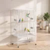 Vogelkäfig Inklusive Sitzstangen, Vogelspielzeug, Herausnehmbare Bodenwanne, 1 Ablage, Weiß